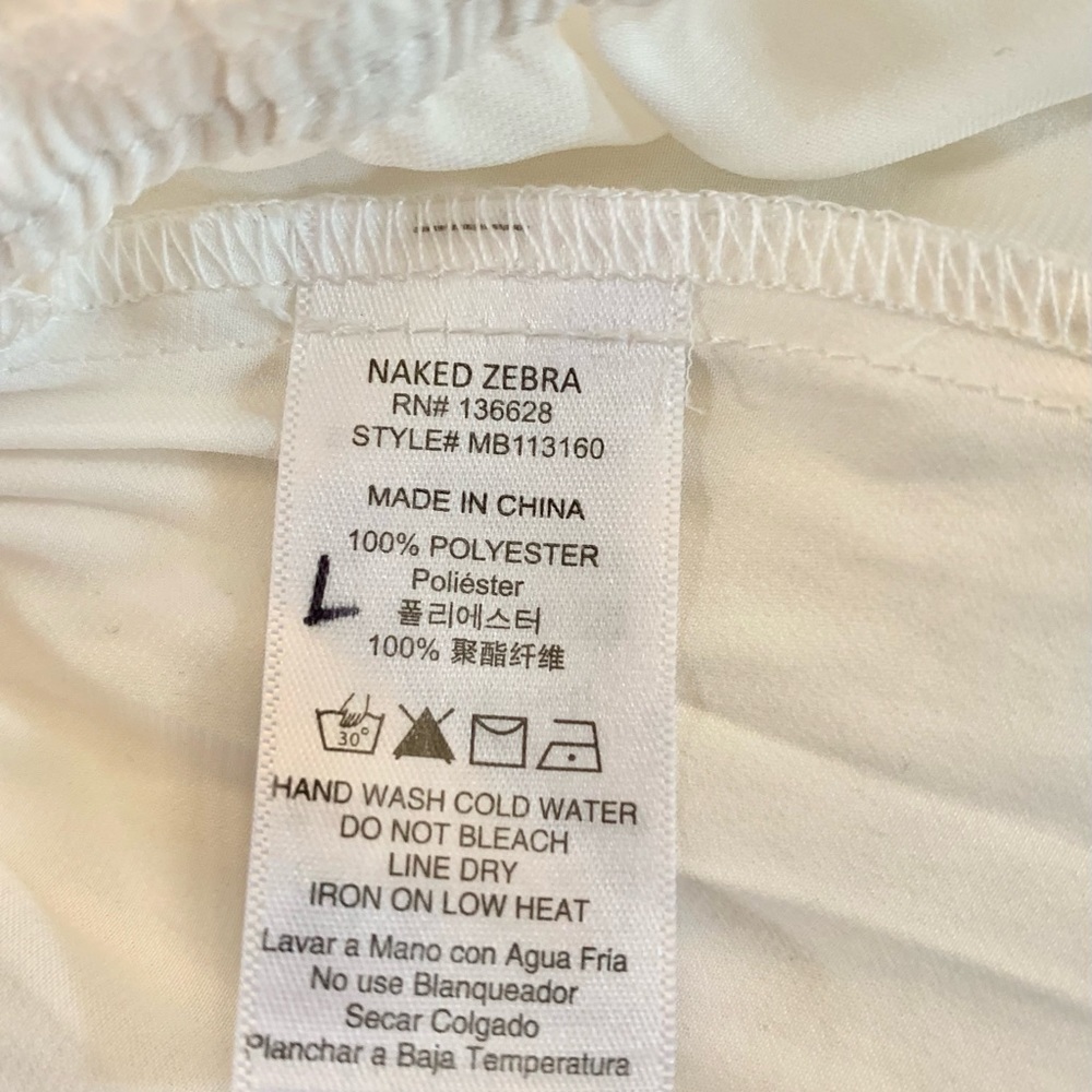Naked Zebra Soca White Ruffle Trim Chiffon Top Women’s Jr. L Large 11-13 NEW - Picture 3 of 3